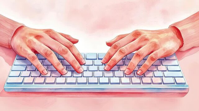 Hands typing on a modern keyboard.