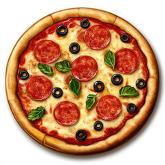 pizza on white background