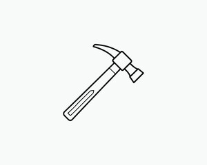 Hammer Coloring Page Construction Tool Outline for Coloring