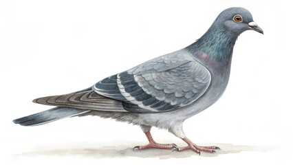 Obraz premium Standing pigeon bird isolated on white background