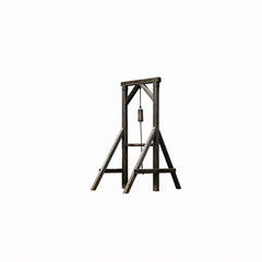 Old wooden catapult isolated on white background with clipping path for design work.