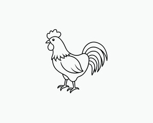 Rooster Coloring Page Farm Animal Printable for Kids