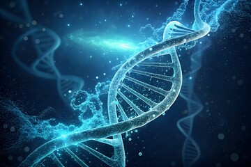 Biological DNA Structure &ndash; 3D Rendering of Genetic Helix and Bioengineering Concept

