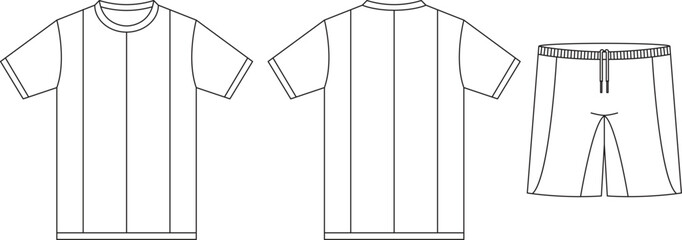 T-shirt jersey mockup outline isolated sport background clothing template tee kit flat