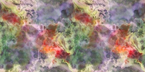 Multicolour space dyed marble seamless border art Endless edging texture background. Vivid mottled marl effect ombre home decor design. For tie dye and surface fashion ribbon trim.