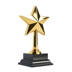 Award trophy gold star 3d cartoons tyle isolate on transparent background