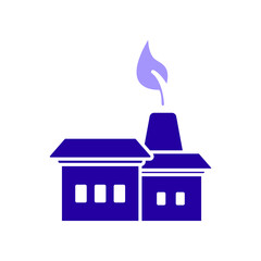 Icon a green factory, isolated against a clean background.