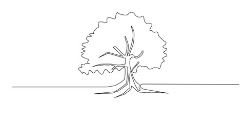 Fototapeta premium continuous line tree.one line drawing of big tree.single line vector illustration.isolated on white background