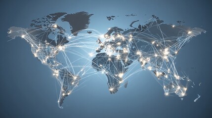 Global network represented visually on a world map, highlighting connectivity.