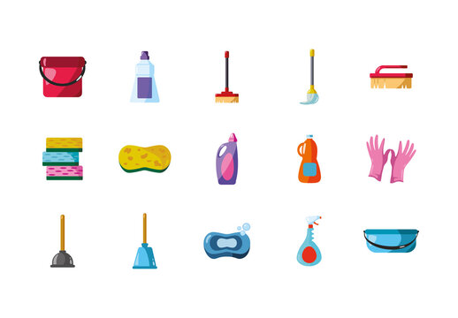 Colorful Detailed Household Supplies Design Set