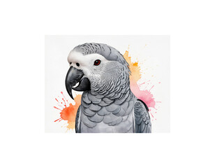 African Grey Parrot watercolor painting vector image

