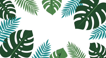 Tropical leaves frame