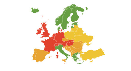European Countries Color Coded Map