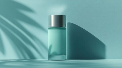 A luxury deodorant bottle mockup with a frosted finish, sleek metallic lid, and a clean label design
