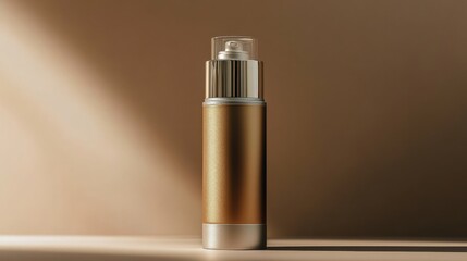 A luxury deodorant bottle mockup with a frosted body, shiny metallic cap, and minimal design elements 