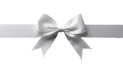 White ribbon bow, elegant gift wrapping, satin texture, minimalist design, centered composition, grayscale image, crisp details  PNG file isolated on transparent background, cut out, clipping path
