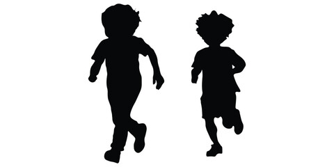 playing children silhouette icon set.
