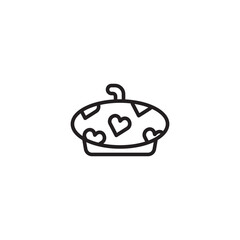 A stylish beret icon decorated with a sweet heart pattern.