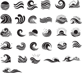 Fototapeta premium Wave Design Shapes Collection – Abstract Curved Elements Isolated on White Background