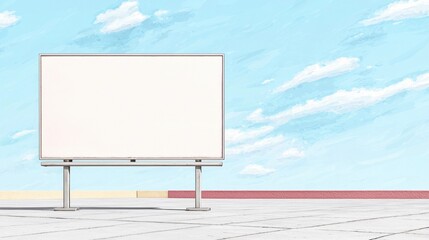 Obraz premium Blank Billboard against Blue Sky and Clouds with Urban Setting