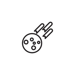 A celestial icon depicting a cratered asteroid or small moon with three fiery streaks trailing behind it. A shooting space rock!