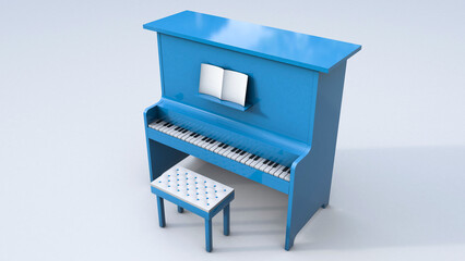 Blue Piano toy 3D render