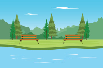Nature landscape garden Concept. Colored flat vector illustration isolated