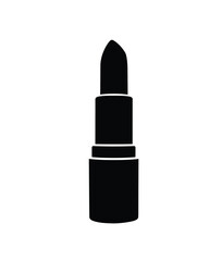Lipstick silhouette. This image shows a black silhouette of a lipstick, also known as a cosmetic or makeup tool, symbolizing beauty and elegance. Vector clipart illustration design.