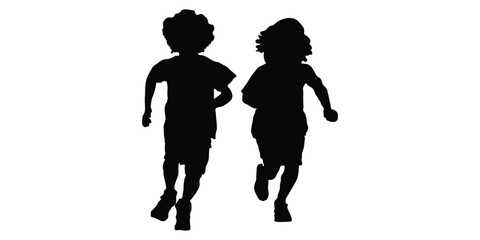 playing children silhouette icon set.