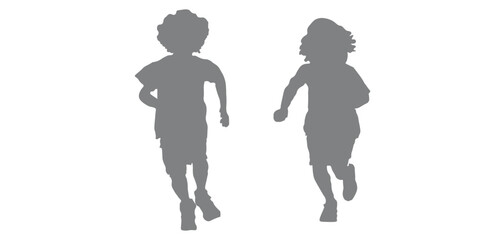 playing children vector silhouette 