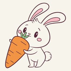 Kawaii Bunny Holding a Carrot