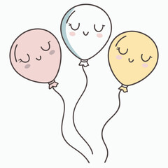 Simple Balloons with Faces Floating Up