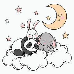Sleepy Animals on the Clouds
