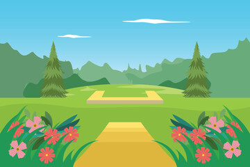 Obraz premium Nature&nbsp;landscape&nbsp;garden Concept. Colored flat vector illustration isolated