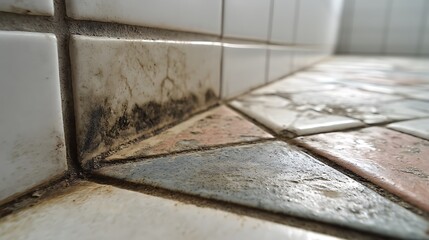 Dirty grout between tiles