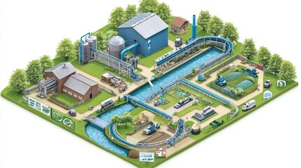 Integrated water treatment and agricultural system.