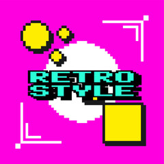 Fototapeta premium 1980s Pixel Art Style, Bright Color, Retro Style Abstract artwork