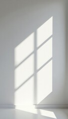 Grey window shadow and sunshine stripe on white wall Abstract light and shadow interplay , bright, stylish, window