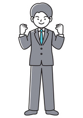 ガッツポーズをするビジネスマンのベクターイラスト
