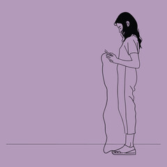Person Using Smartphone - Hand-drawn Illustration
