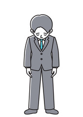 落ち込んでいるビジネスマンの正面向きベクターイラスト