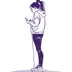 Person Using Smartphone - Hand-drawn Illustration