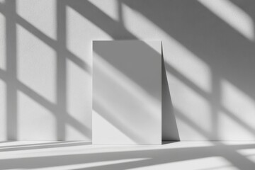 Minimalist, white presentation mockup, featuring architectural shadows.