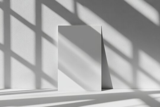 Minimalist, white presentation mockup, featuring architectural shadows.