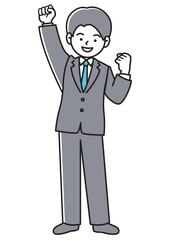 ガッツポーズをするビジネスマンのベクターイラスト