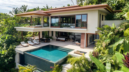Architectural Marvel: Luxurious Villa Nestled Among Lush Tropical Vegetation