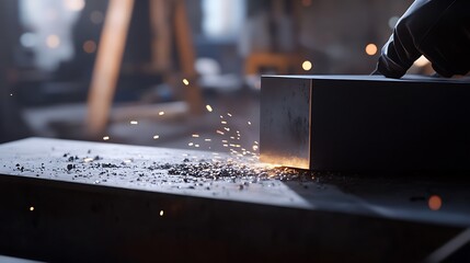 Metal Worker Using Welding Torch on Steel Beam
