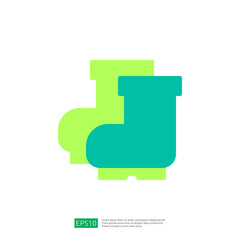 Stylized Icon of Colorful Rubber Farming Boots Representing Agricultural Work and Outdoor Activities in the Rural Environment