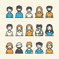 Set of Diverse User Profile Icons in Flat Design