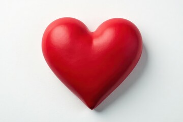 Fototapeta premium Perfectly formed red heart on pure white background, white background, card